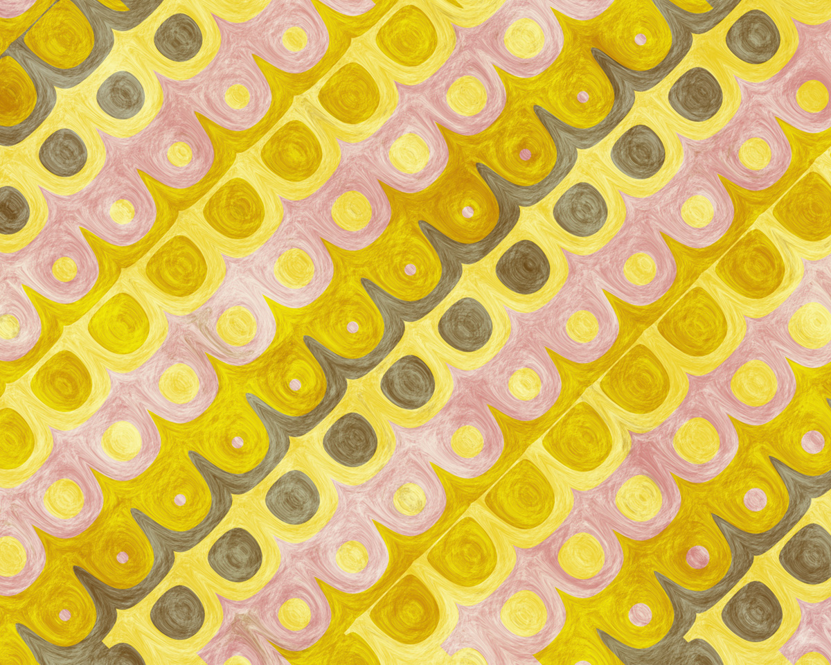 Abstract Scalloped Pattern in Golden Yellow and Pale Pink