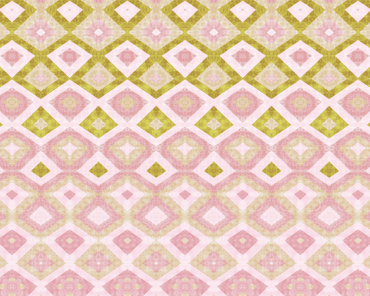 Diamonds Abstract in Golden Yellow and Pale Pink